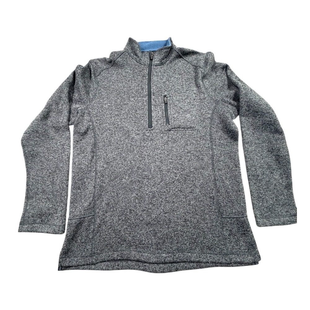 Woolrich‎ Men's L Fleece Quarter Zip Pullover Gray Zip Pockets